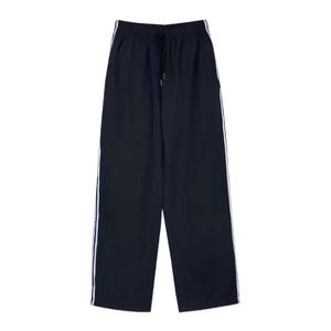 Contrast Side Wide Leg Pants, Y2K Casual Drawstring Pants